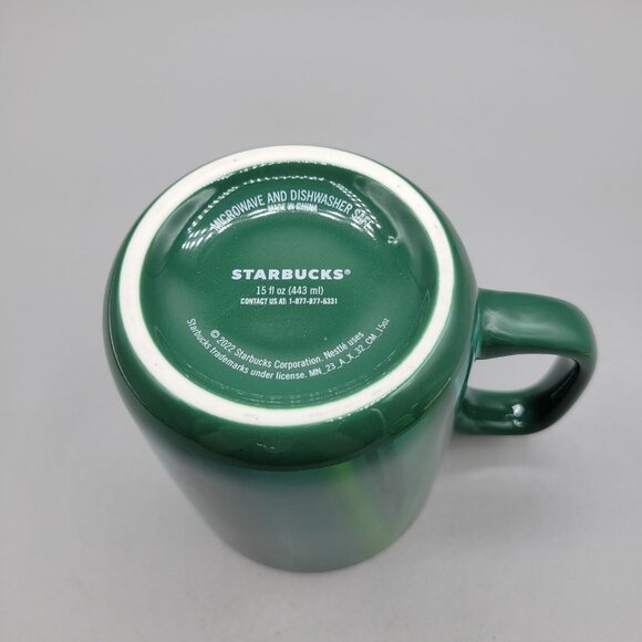 Starbucks Misty Green Gradient Ceramic Mug Northern Lights Pattern - Picture 6 of 7
